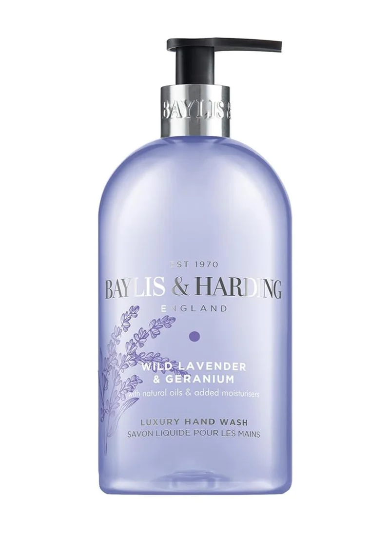 Baylis & Harding Wild Lavender & Geranium Hand Wash, 500ml | Relaxing & Aromatic Hand Soap | Gentle Cleansing Formula | Vegan & Cruelty-Free | Soothing Floral Fragrance