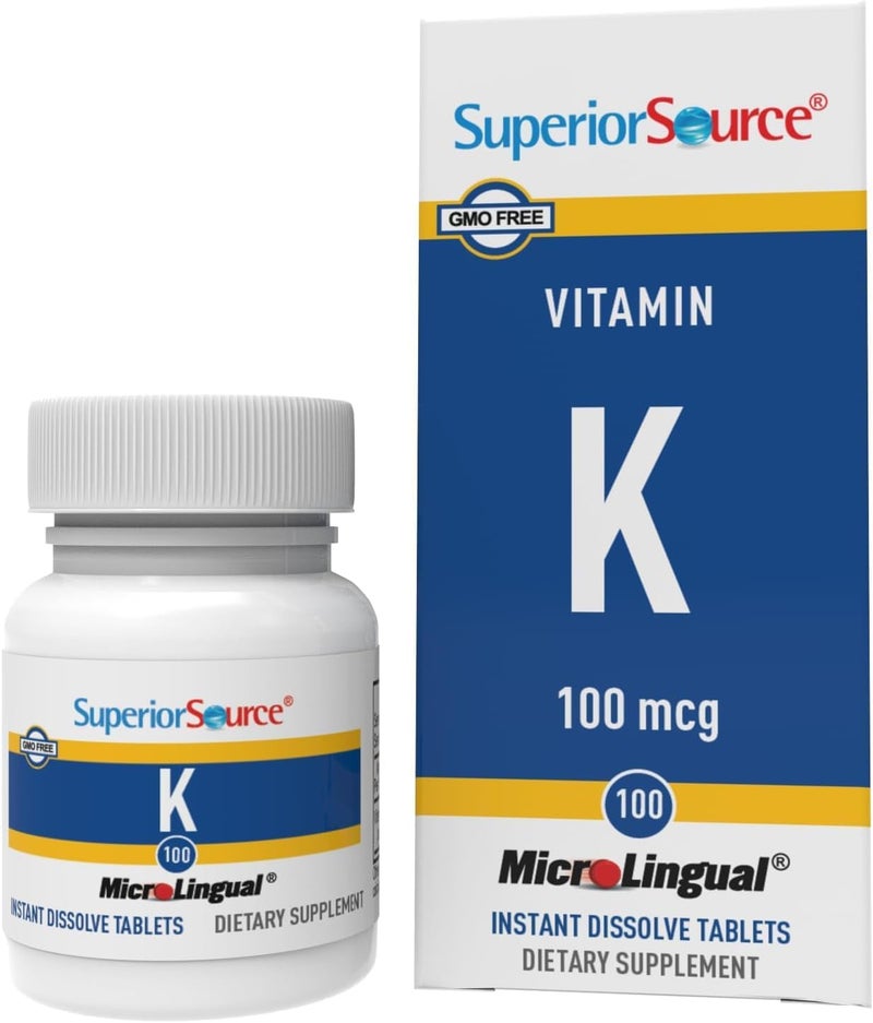 Superior Source أقراص فيتامين ك 100 ميكروغرام تذوب بسرعة للبالغين - Image 1