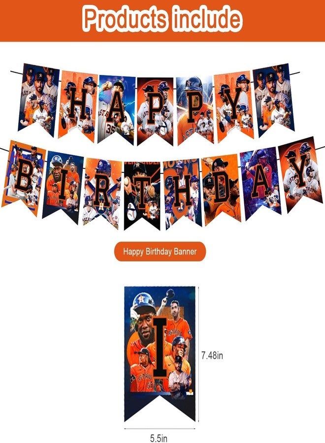PINUO Astros Baseball Party Supplies: Banner, Cake Toppers, Balloons for Baseball Team Party Decorations - Image 4