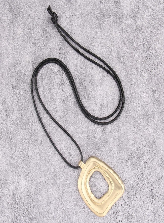 JAOYU Leather Necklace for Women Boho Gold Pendant Hippie Choker Necklace Chunky Pendant Necklace Long Necklaces Boho Style Jewelry - Image 4