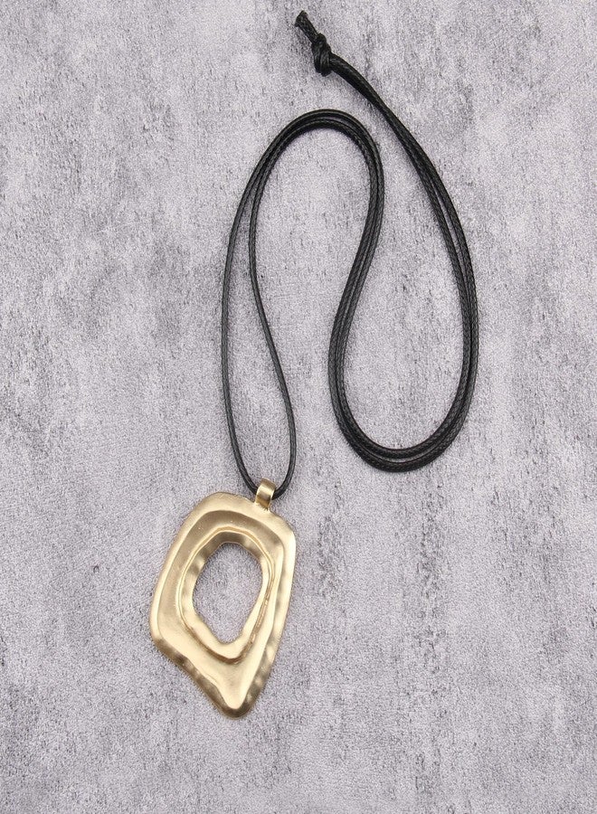 JAOYU Leather Necklace for Women Boho Gold Pendant Hippie Choker Necklace Chunky Pendant Necklace Long Necklaces Boho Style Jewelry - Image 5