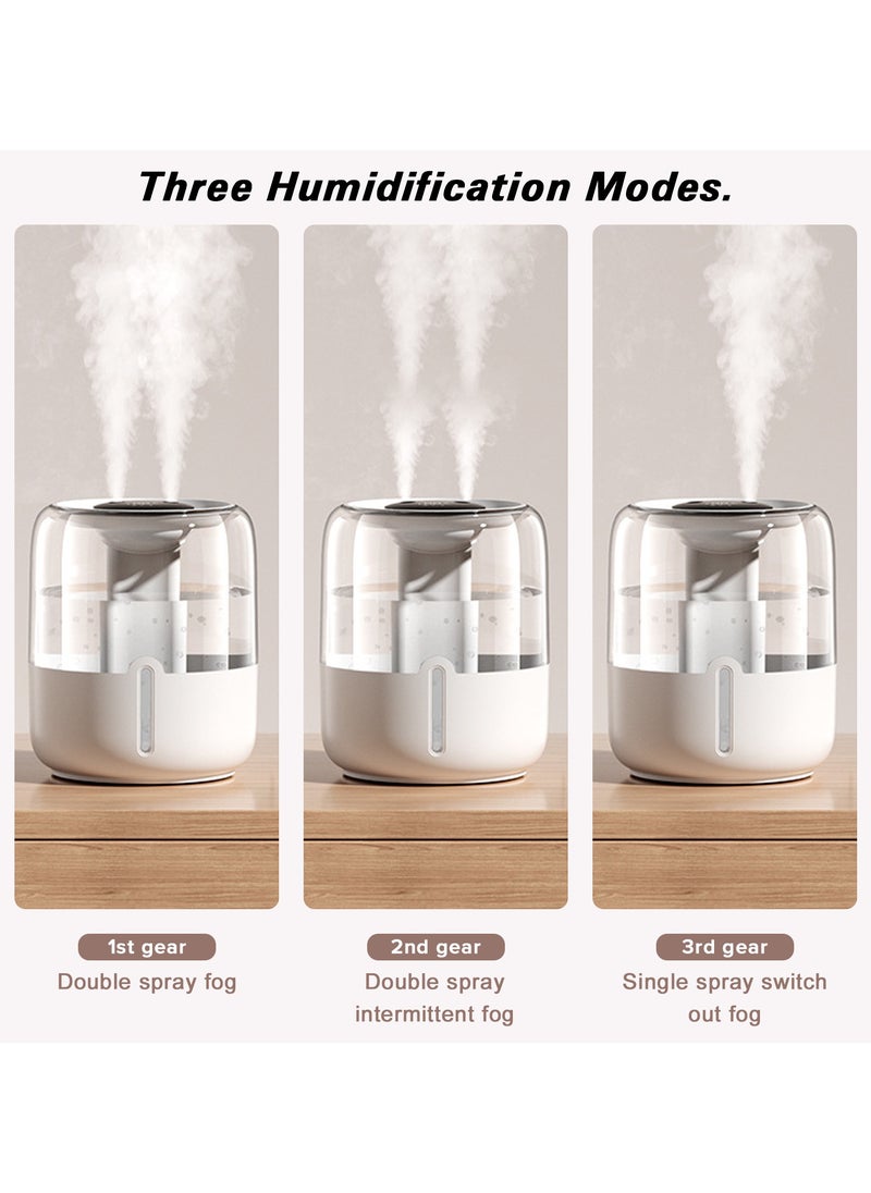 Yakiter - 6.8L Air Humidifier Adjustable Mist 360° Dual Nozzle Cool Mist Humidifier for Home, Bedroom，2 Nozzles and 3 adjustment modes, night light function, lasting 20 hours, Quiet （White） - Image 1