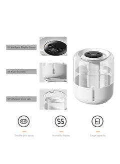 Yakiter 6.8L Air Humidifier Adjustable Mist 360° Dual Nozzle Cool Mist Humidifier for Home, Bedroom，2 Nozzles and 3 adjustment modes, night light function, lasting 20 hours, Quiet （White）  - Image 4