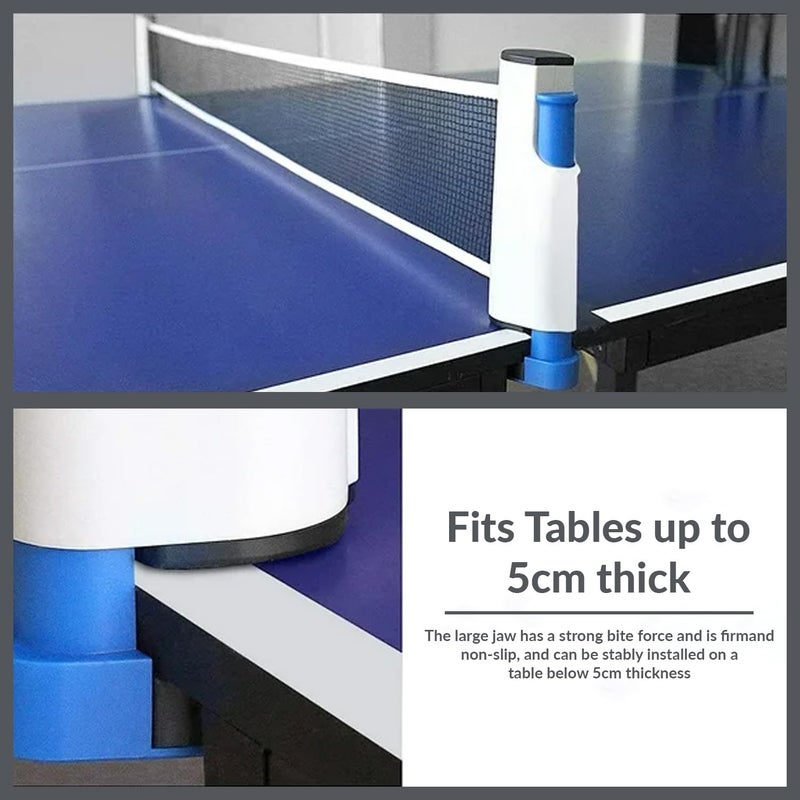 GISCO Portable Retractable Table Tennis Net for Any Table Table Tennis (T.T) Net Set | Portable Ping Pong Net | Quick Easy Setup and Push Clamp Net with Adjustable Length - Image 2