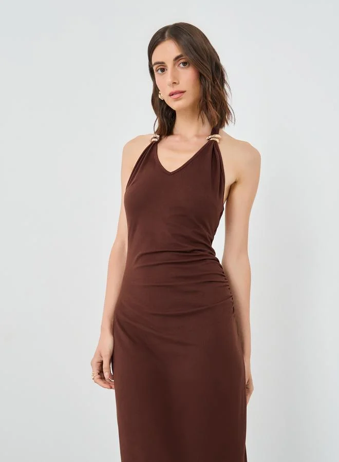 Styli Styli Halter Neck Solid Bodycon Maxi Dress