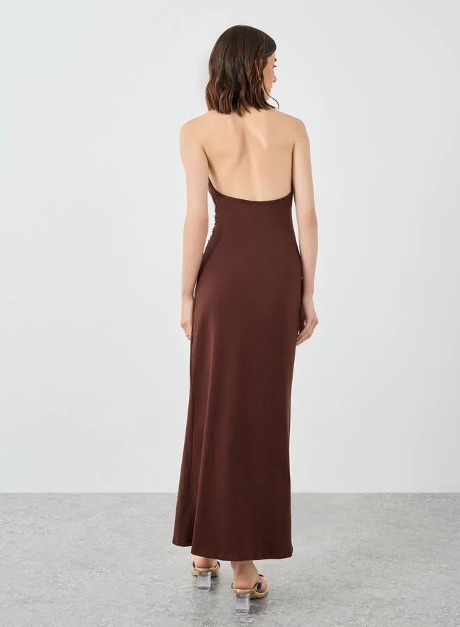 Styli Styli Halter Neck Solid Bodycon Maxi Dress