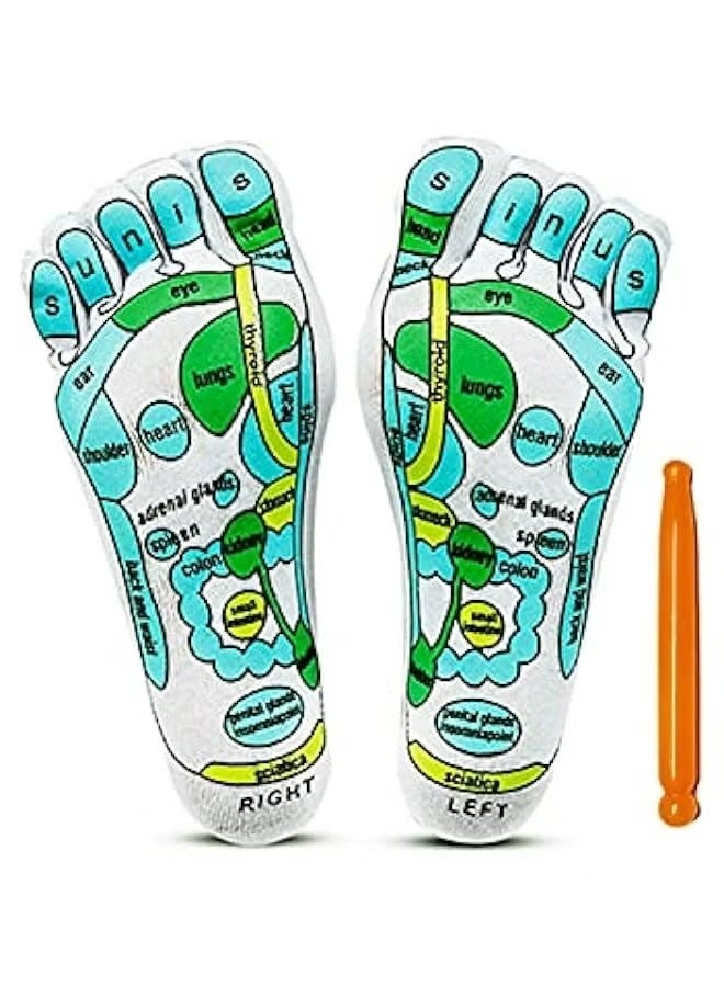 Acupressure Socks with Reflexology for Women and Men, Foot Massage with Five Toe Separation, Cotton Material with Acupressure Charts and Rod for Stress Relief, Aches, and Overall Health and Wellness. - Image 1