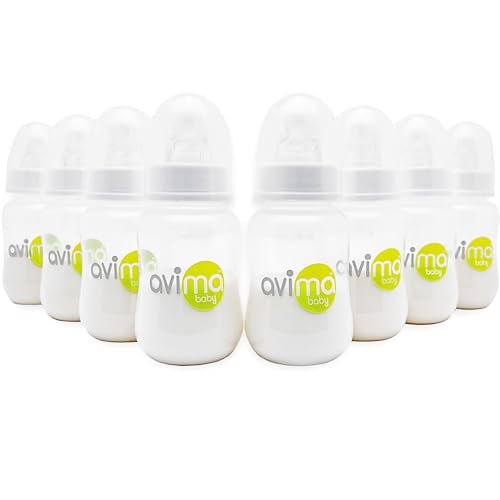 Avima 4 oz Anti Colic Baby Bottle Set Slow Flow Nipples Included Standard Neck BPA Free Newborn 03 Months Stage 1 Feeding for Gas Spit Up Colic Set of 8