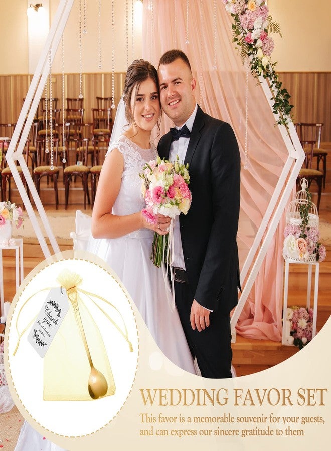 Meanplan 50 Sets Heart Shaped Tea Spoons Wedding Favor for Guests 5.63'' Heart Shaped Mini Spoons Creative Love Spoons with Sheer Bags Labels for Wedding Guest Souvenir Bridal Shower Tea Party Favors (Gold) - Image 5