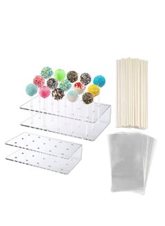 Y&D 2 Pack Acrylic Lollipop Holder Cake Pop Stand 50PCS Clear Treats Bags Sticks for Candy Making Tools  - Image 1
