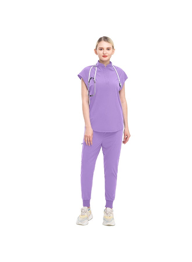 NIBEMINENT Women Scrub Set Surgical Nursing Hospital Uniform Medical Uniforms  Short Sleeve Workwear Clinic Nurse Scrub - Image 1
