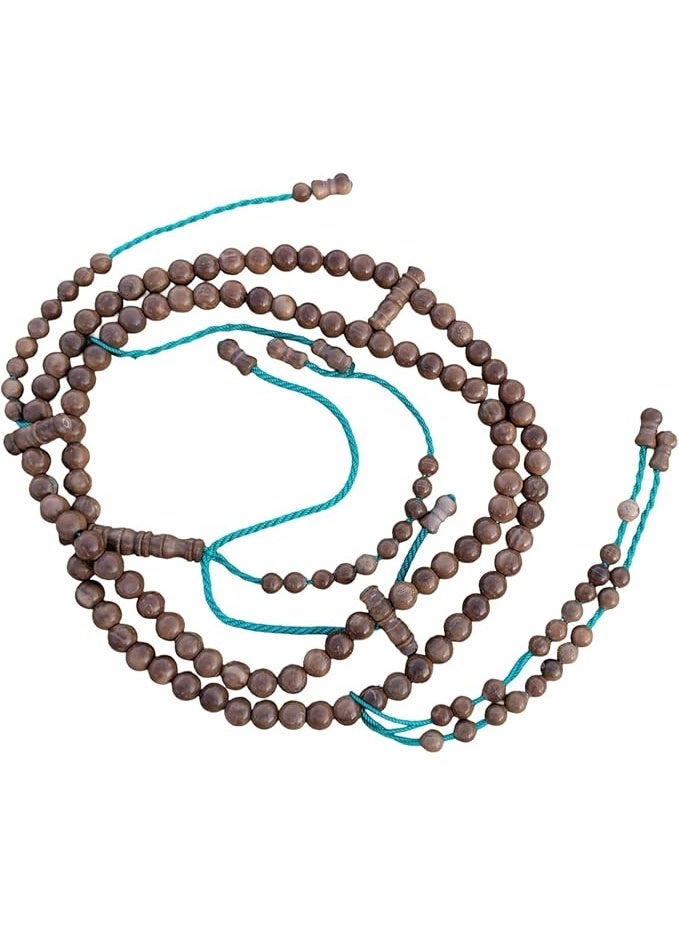 سبحة من خشب الكوك الطبيعي مقاس 8 ملم | خيط أخضر متين | 4 عدّادات للتسبيح والذكر - Image 1