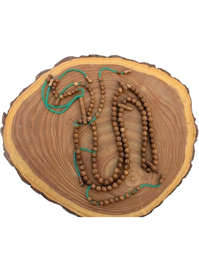 سبحة من خشب الكوك الطبيعي مقاس 8 ملم | خيط أخضر متين | 4 عدّادات للتسبيح والذكر - Image 2