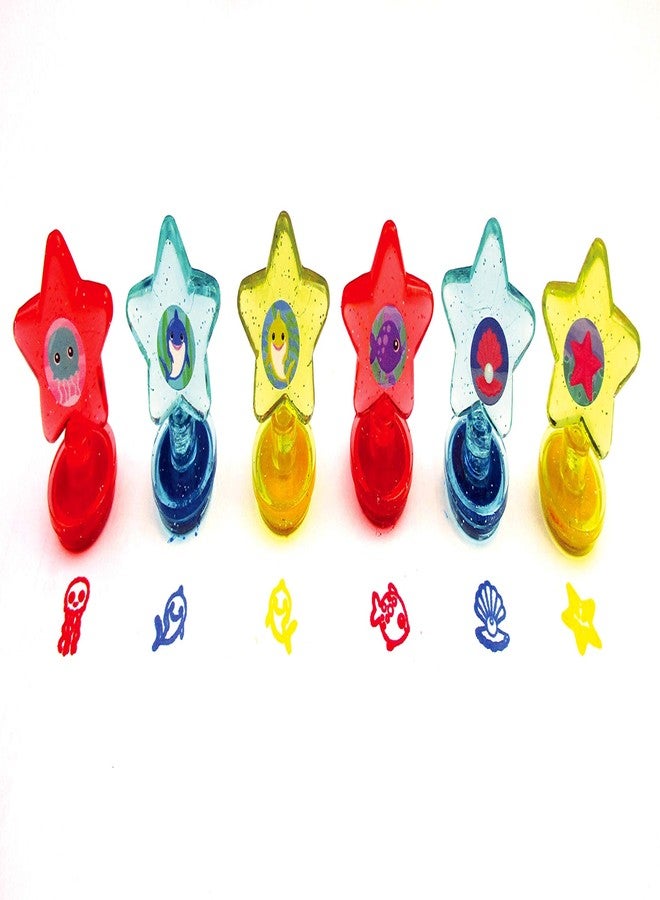 TINYMILLS 24 Pcs Shark Family 2 in 1 Stackable Stacking Crayon with Extra Stamper Topper, Kids Party Favors, Goodie Bag Stuffers, Classroom Rewards, Prizes - Image 5