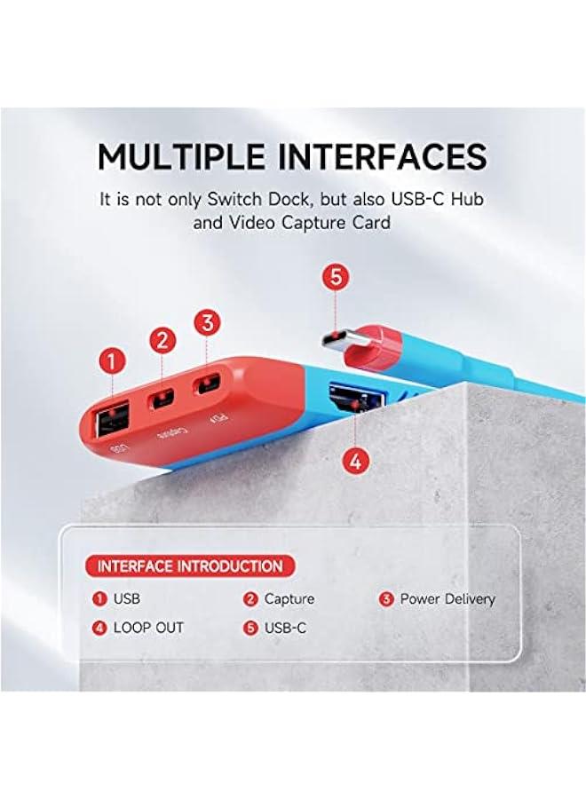 Switch Video Capture Card Portable Switch Dock for Nintendo Switch/iPhone 16 15 Pro Max Live Streaming Gaming USB 3.0 1080P 60Hz Video Recorder, Quest 3 with 4K HDMI(Blue MS2130 Chip)  - Image 2