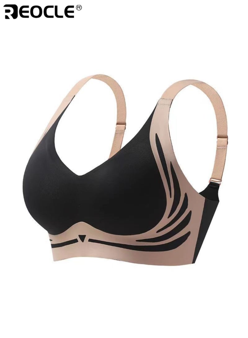 REOCLE Women's Seamless Push-Up Bra with Stylish Pattern Design Comfortable Wireless Bra for Daily Wear Casual & Active Styling - Image 1