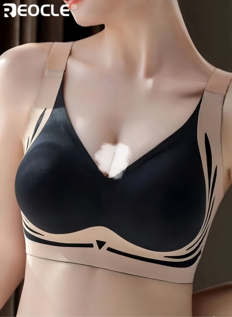 REOCLE Women's Seamless Push-Up Bra with Stylish Pattern Design Comfortable Wireless Bra for Daily Wear Casual & Active Styling - Image 2