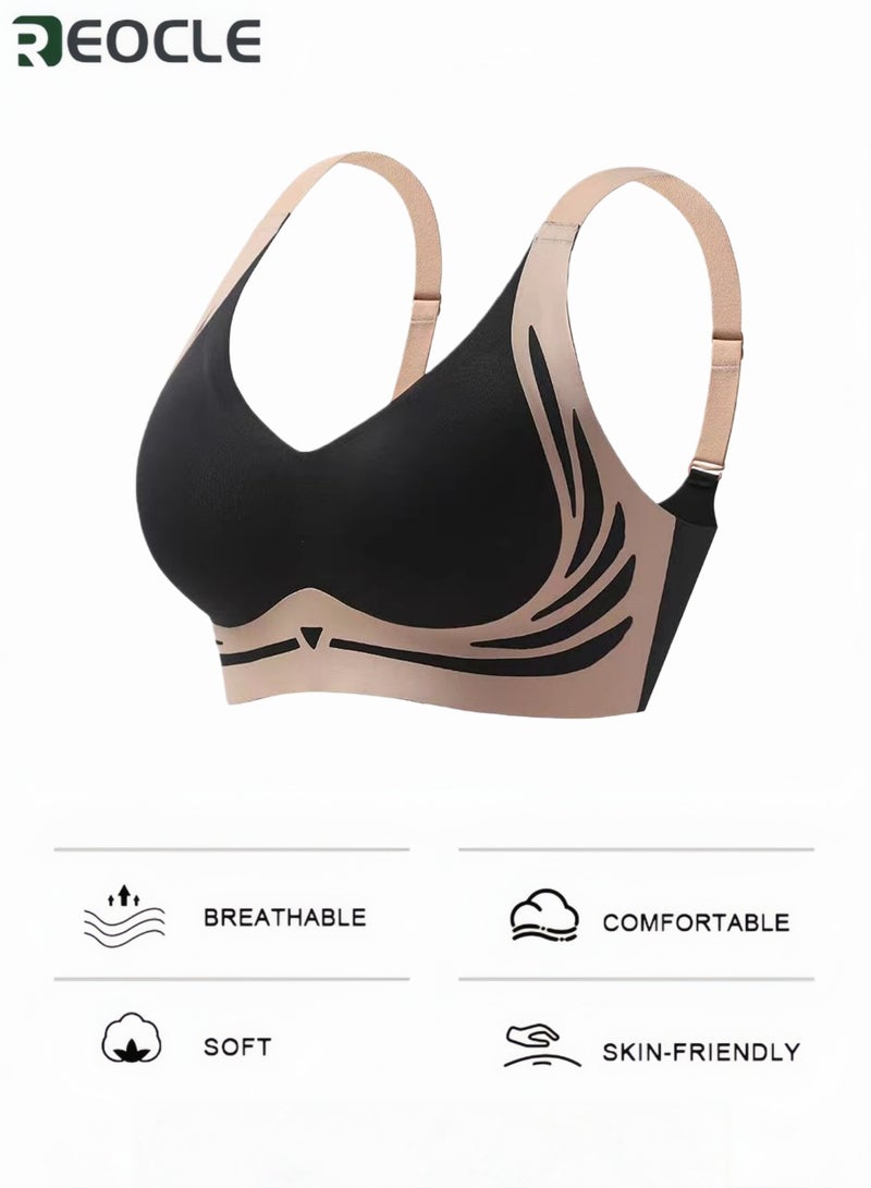 REOCLE Women's Seamless Push-Up Bra with Stylish Pattern Design Comfortable Wireless Bra for Daily Wear Casual & Active Styling - Image 5