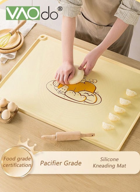 Silicone Baking Mat Extra Large Non-stick Baking Mat With High Edge Food Grade Silicone Dough Rolling Mat for Making Cookies Macarons Multipurpose Mat Countertop Mat Placemat 40*50CM