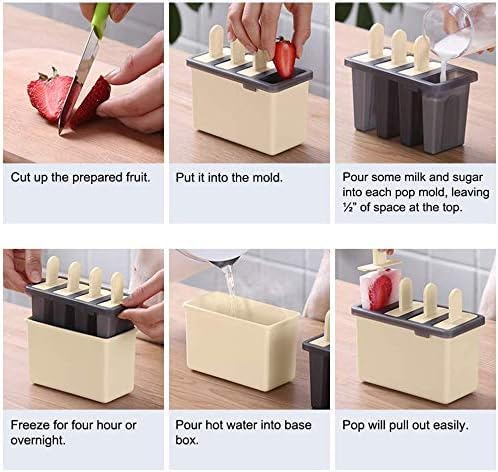 ARYAVART Ice Pop Molds for Frozen Treats Popsicle Makers with Reusable Sticks 4 Pack Ice Cream DIY Pop Molds for Kids and Adults Dishwasher Free Multi Color - Image 5
