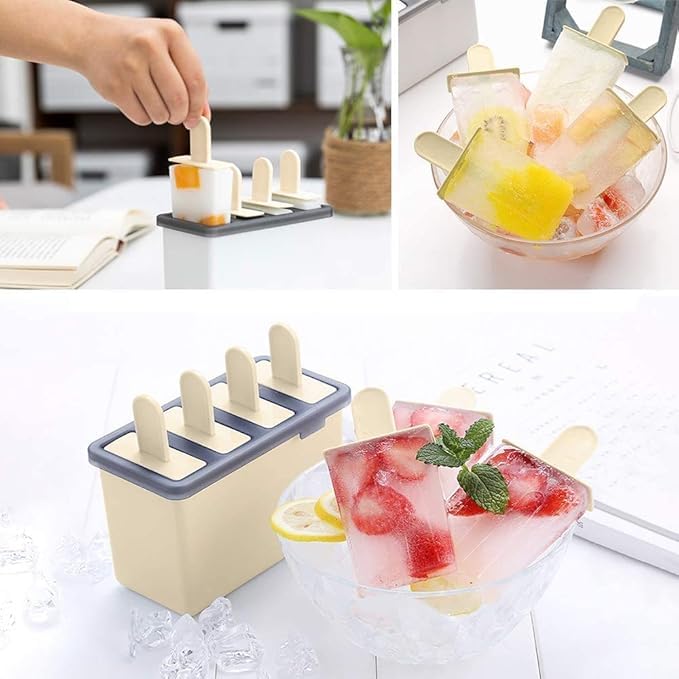 ARYAVART Ice Pop Molds for Frozen Treats Popsicle Makers with Reusable Sticks 4 Pack Ice Cream DIY Pop Molds for Kids and Adults Dishwasher Free Multi Color - Image 2