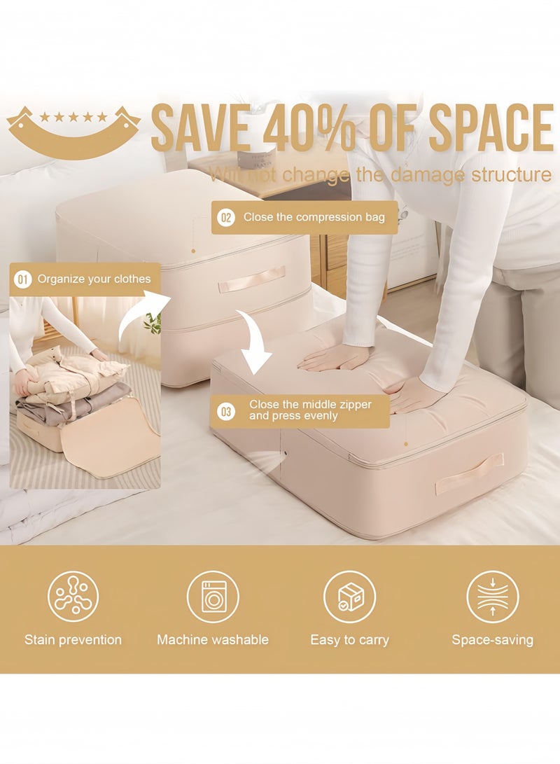 HQ-GAMING Quilt Storage Bag Ultra Space Saving Self Compression Organizer Packing Cubes Satin Fabric Storage Bag with Reinforced Handle Machine Washable For Blankets Clothes Duvet Comforter - Image 3