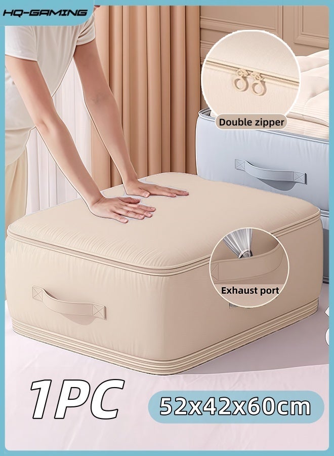 HQ-GAMING Quilt Storage Bag Ultra Space Saving Self Compression Organizer Packing Cubes Satin Fabric Storage Bag with Reinforced Handle Machine Washable For Blankets Clothes Duvet Comforter - Image 1