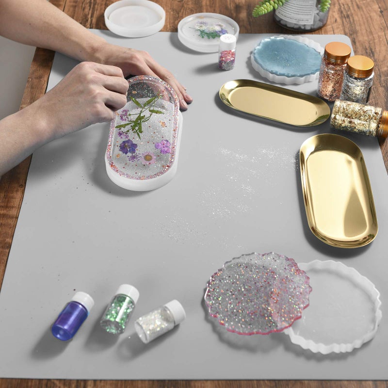Sapid Extra Large Silicone Sheet for Crafts, Thick Silicone Jewelry Casting Mats, Nonstick Nonslip Silicon Mat for Epoxy Resin, Art Painting, Heat- Resistance Counter Mat (20"Ã—27.9", Gray) - Image 2