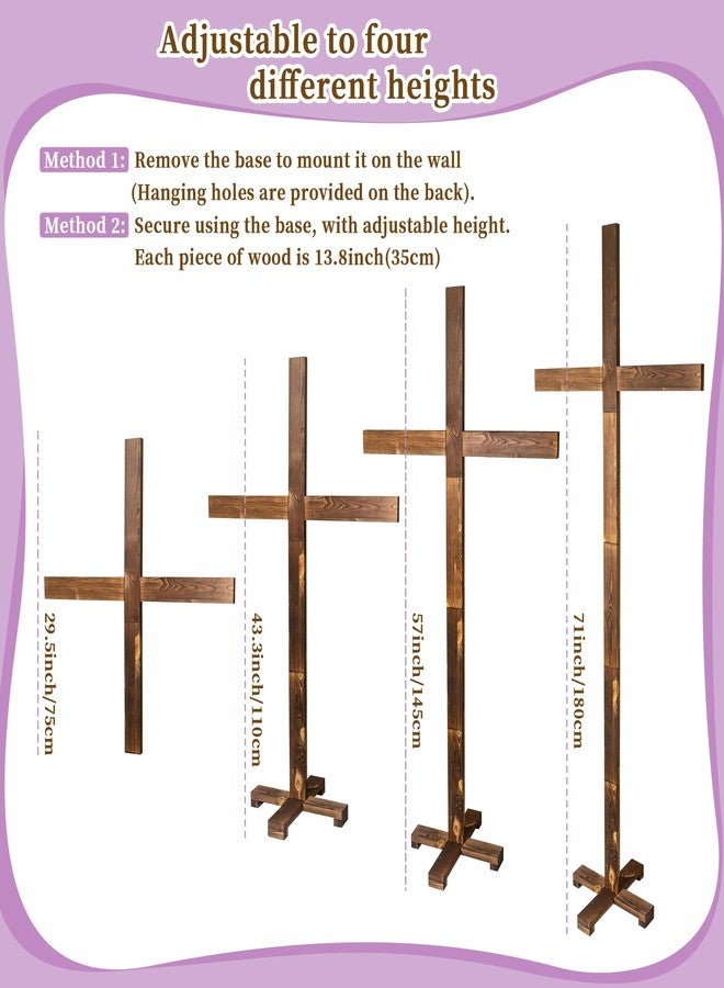 GOSR 71 Inch Extra Large Wood Standing Cross, Adjustable to Multiple Heights for Wall Cross Decorations, Suitable for Parties, Weddings, Churches, Easter and Christmas Holiday Celebrations - Image 5