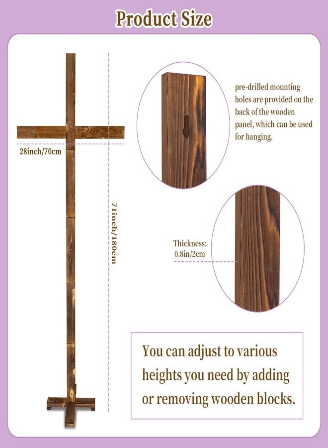 GOSR 71 Inch Extra Large Wood Standing Cross, Adjustable to Multiple Heights for Wall Cross Decorations, Suitable for Parties, Weddings, Churches, Easter and Christmas Holiday Celebrations - Image 3