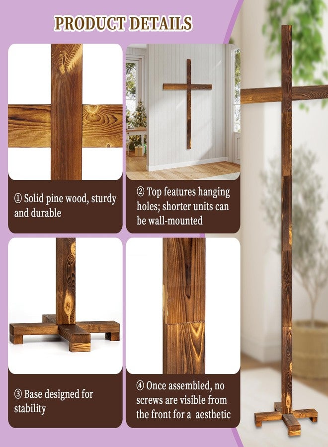 GOSR 71 Inch Extra Large Wood Standing Cross, Adjustable to Multiple Heights for Wall Cross Decorations, Suitable for Parties, Weddings, Churches, Easter and Christmas Holiday Celebrations - Image 4