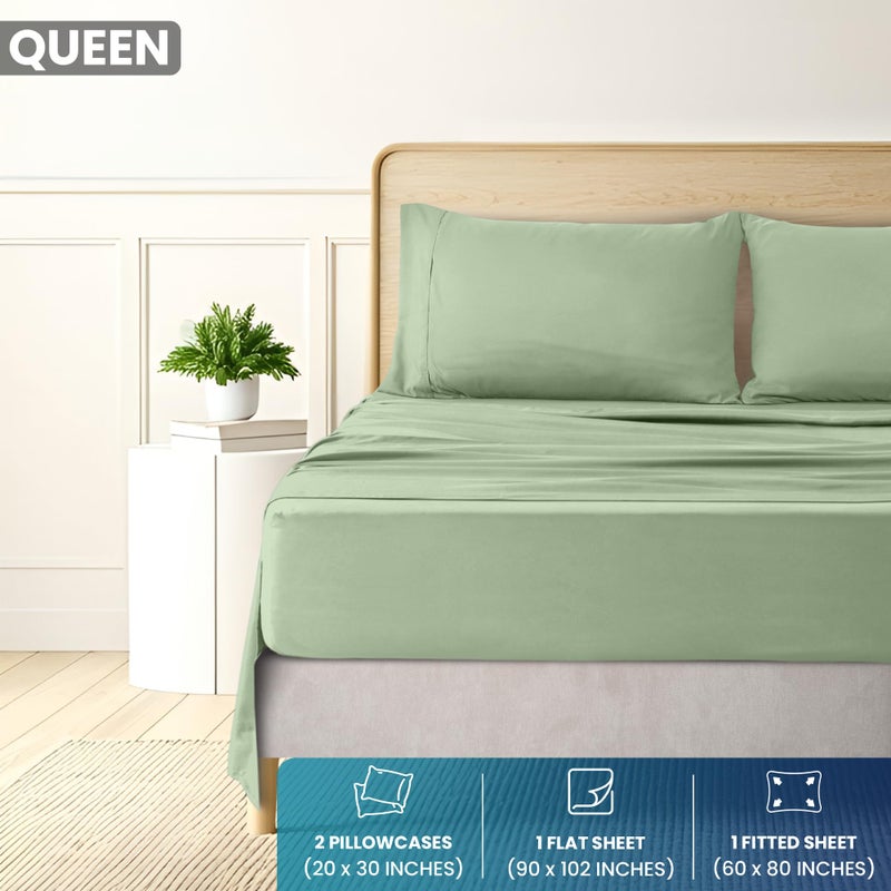 Utopia Bedding Queen Sheet Set - Brushed Microfiber - Soft Bed Sheets for Queen Size Bed Set - Includes 1 Fitted, 1 Flat, & 2 Pillow Cases - Deep Pocket (Sage) - Image 2