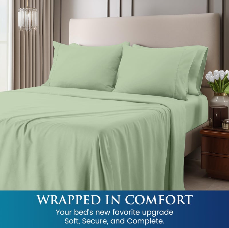 Utopia Bedding Queen Sheet Set - Brushed Microfiber - Soft Bed Sheets for Queen Size Bed Set - Includes 1 Fitted, 1 Flat, & 2 Pillow Cases - Deep Pocket (Sage) - Image 4