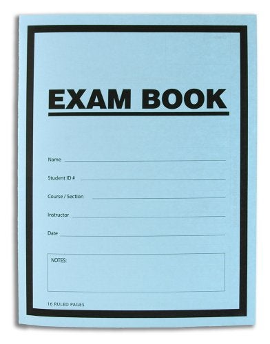 BookFactory Exam Blue Books Blue Exams Book Testbook (5 Pack) Ruled Format - 8.5'' x 11'' - 16 Numbered Pages Saddle Stitched (Made in USA) - Image 1