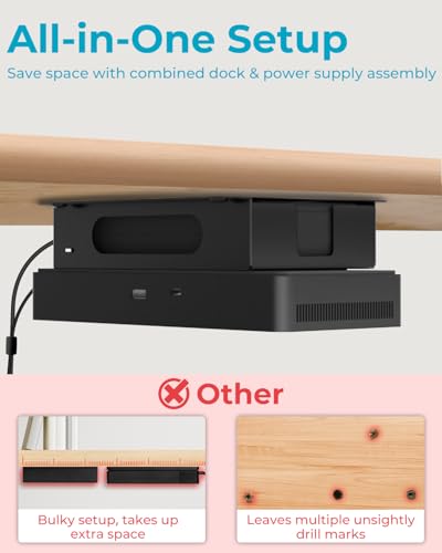 Varghesyla Metal Mount for Dell Docking Station Under Desk and Wall Mount for Dell UD22 WD19 WD19S WD22TB4 WD19TBS WD25 SD25 Series Dock & Power Adapter Mounting Bracket for Laptop Dock with Cable Ties - Image 5
