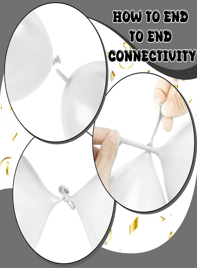 JUSTOTRY Link Balloons 6 Inch - 100 Pcs Quick Link Balloon Latex Linking Balloons Connected Linkable Balloon Birthday Wedding Party Decorations(White) - Image 4