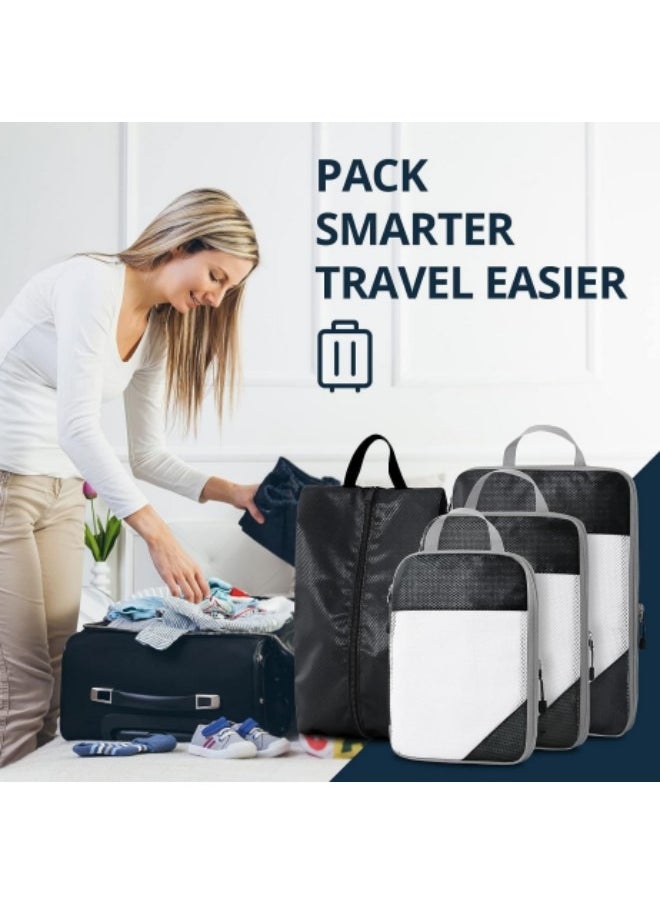 GGEROU - Compression Packing Cubes for Storage, 4 Set Travel Organizer Bags for Suitcase Luggage Packing - Image 1