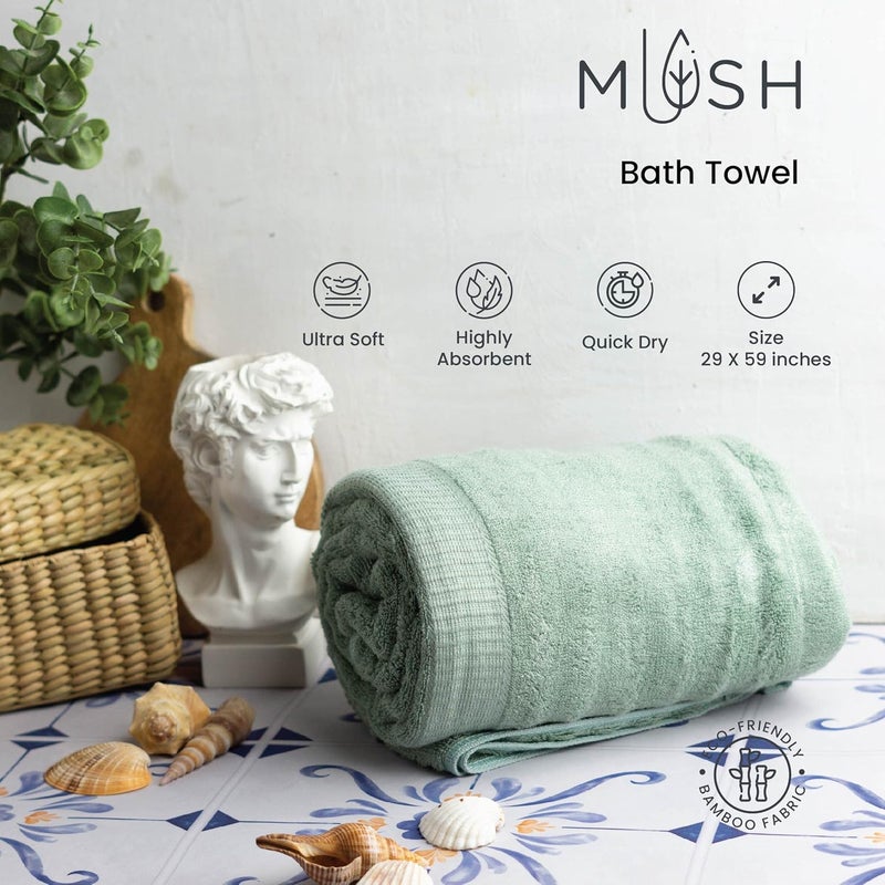 Mush Bamboo Towels for Bath Large Size 600 GSM Bath Towel for Men Women Soft Highly Absorbent Quick Dryand Anti Microbial 75 X 150 cms Pack of 1 Olive Green - Image 3