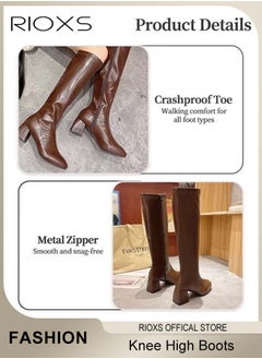 RIOXS Women's Over The Knee High Boots, Ladies Classic Thigh High Boots, Side Zipper Mid-heel Rider Boots, Fashionable Comfortable Knee High Boots, Long Tube Knee-Length Boots, Versatile Enough to Suit Various Occasions  - Image 5