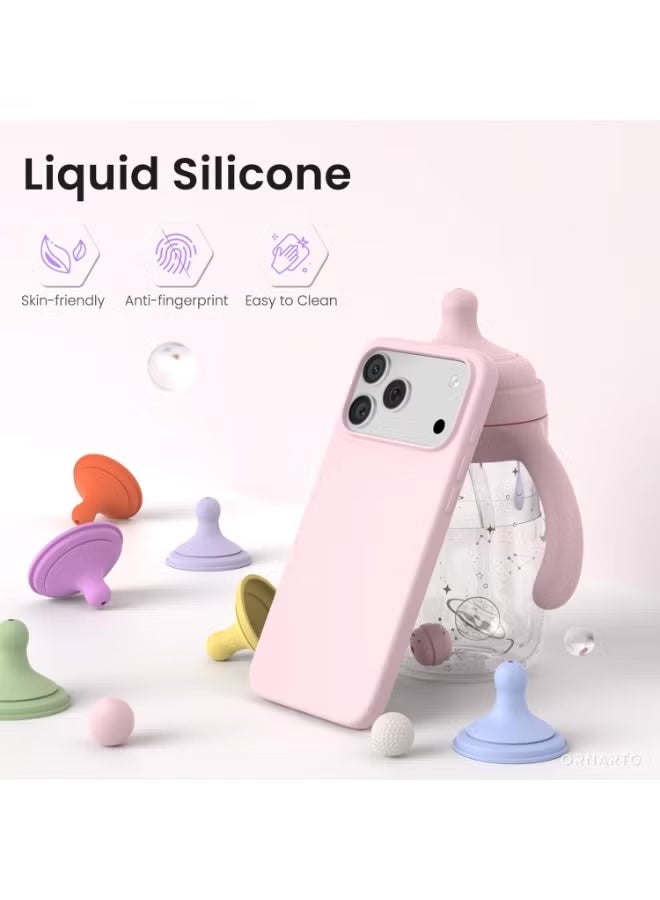 يويو تيك جراب سيليكون سائل لهاتف iPhone 17 Pro (مقاس 6.3 بوصة، إصدار 2025) - يتميز بتصميم نحيف وناعم ومقاوم للصدمات مع بطانة داخلية من الألياف الدقيقة - اللون: وردي - Image 2