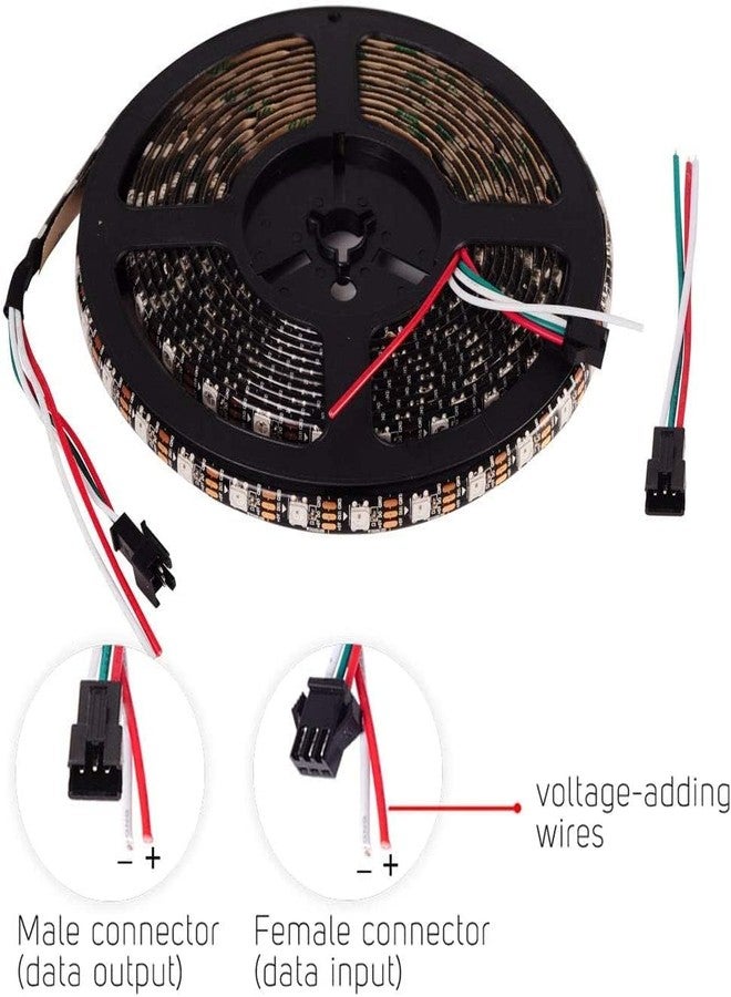 protium Dream Color Pixel Light Strip, Black PCB, WS2812B, Each LED Have Built in IC, 5V, IP20 Non-Waterproof, 60 LED/m (5-Meter) ICRGB28126 - Image 2
