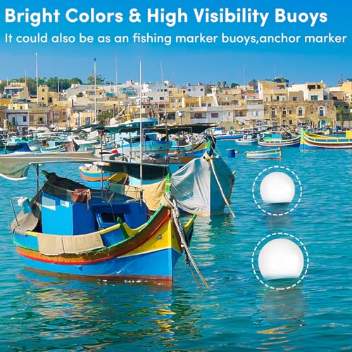 VEITHI 4 Pack 11.4 x 14 in Boat Buoy Balls Anchor Buoy Float Round Boat Fenders Anchor Ball,Vinyl Inflatable Mooring Buoy for Lake with Pump,Boat Bumpers for Docking/Anchoring/Marker Buoys White - Image 5