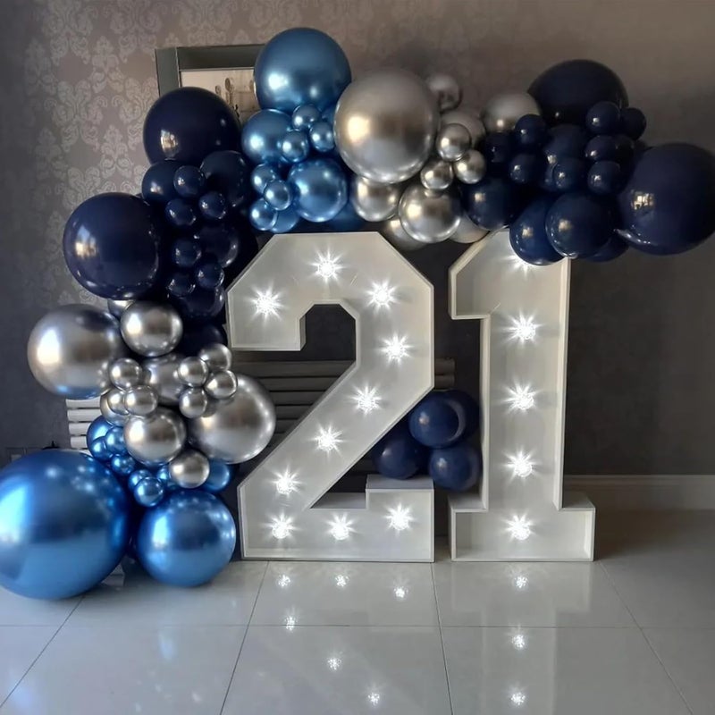 ADOINBY Blue Balloon Arch Kit, 152Pcs Explosion Star Various Blue and Silver Latex Balloon Garland kit Different Size Balloons for Anniversary Birthday Wedding Baby Shower Dark Party Decorations - Image 4