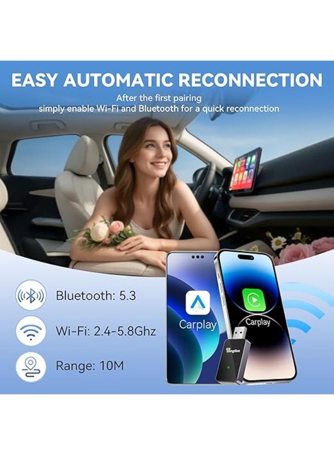 محول لاسلكي 2 في 1 لنظام CarPlay وأندرويد أوتو - دونجل ذكي لتحويل التوصيل السلكي إلى لاسلكي - تشغيل فوري وسريع لجميع السيارات الحديثة - Image 4