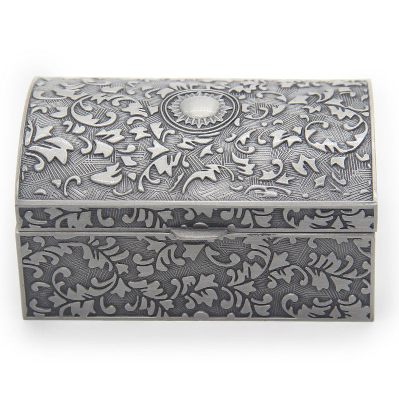 AVESON Vintage Metal Jewelry Box Small Trinket Storage Organizer Box Chest Ring Case for Girls Women, Tin Color, Small - Image 2