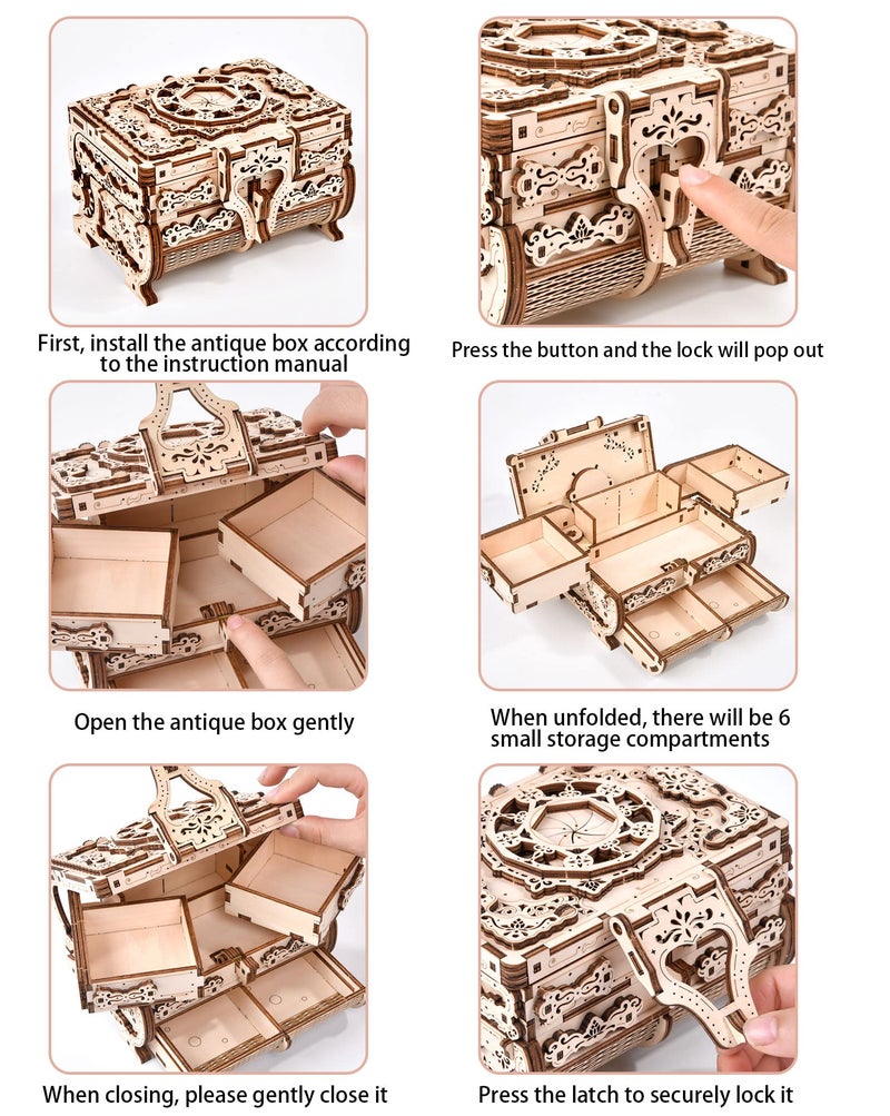 Varbertos 3D Wooden Puzzle Mechanical Treasure Box, Wood Creative Assembly Model Building Kits to Build for Adults and Teens, DIY Wooden Puzzle Hobbies Projects Gift for Women and Kids - Image 3