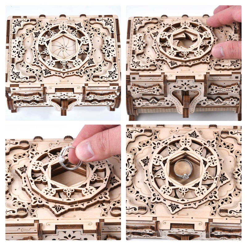 Varbertos 3D Wooden Puzzle Mechanical Treasure Box, Wood Creative Assembly Model Building Kits to Build for Adults and Teens, DIY Wooden Puzzle Hobbies Projects Gift for Women and Kids - Image 4