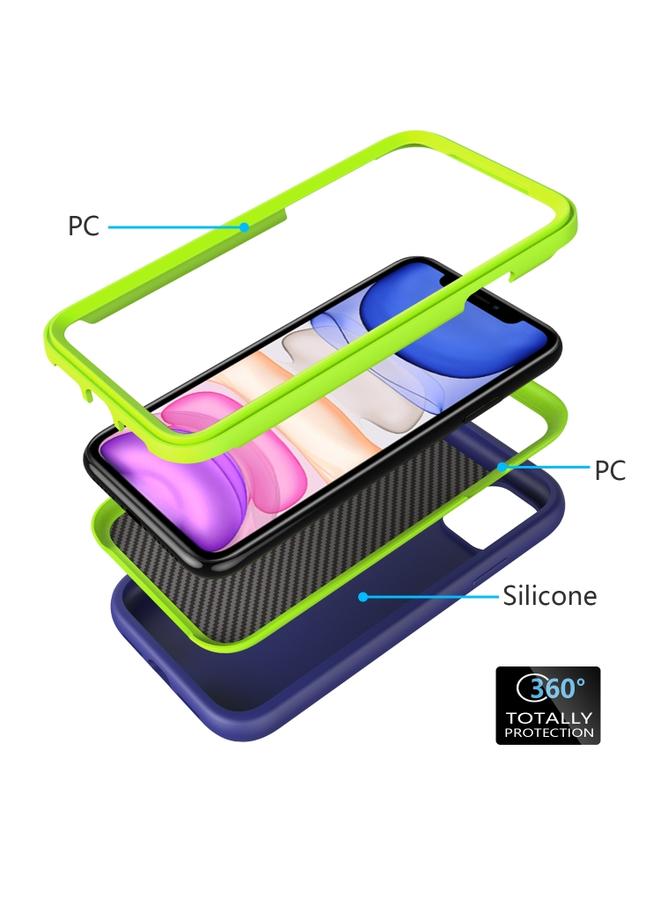 Green Tiger iPhone 11 Wave Pattern 3 in 1 Silicone Plus PC Shockproof Protective Case Navy Plus Olivine - Image 3