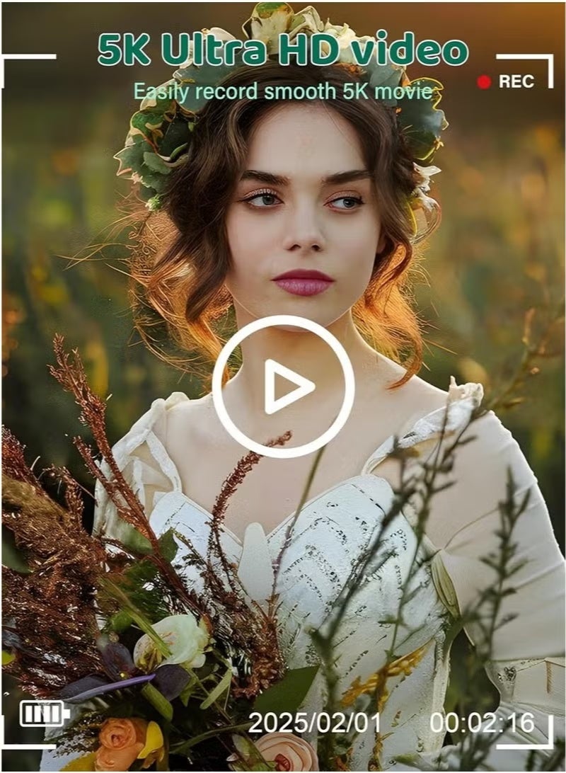 ZONBON 5K Digital Camera, 75MP Camera Digital for Photography, Point and Shoot Camara Vlogging Camera with 64GB SD Card, 18X Digital Cameras with 3" 180° Flip Screen, Wide Angle & Macro Lens, Anti-Shake Compact Travel Camera for Beginner Gift - Image 4