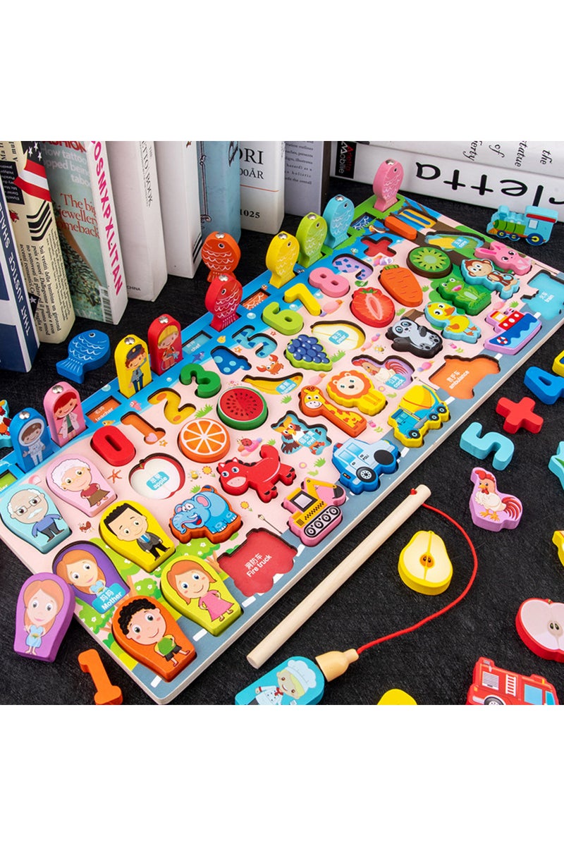 401 QWZ Kids Montessori Educational Wooden Math Toys Children Busy Board Count Shape Colors Match Fi